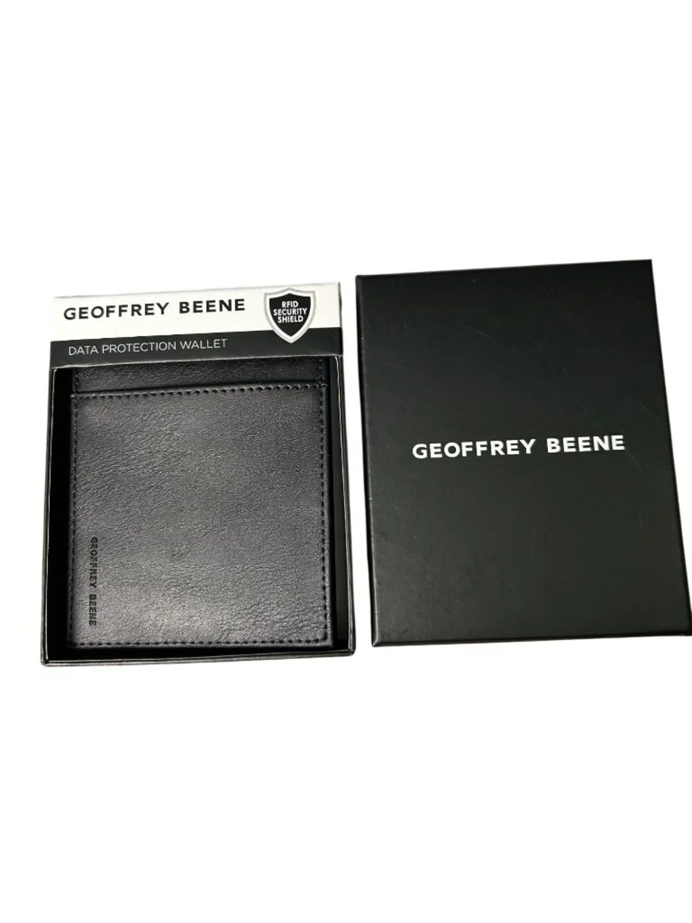 NEW Geoffrey Beene Black RFID Data Protection Wallet Multiple Card Slots Leather